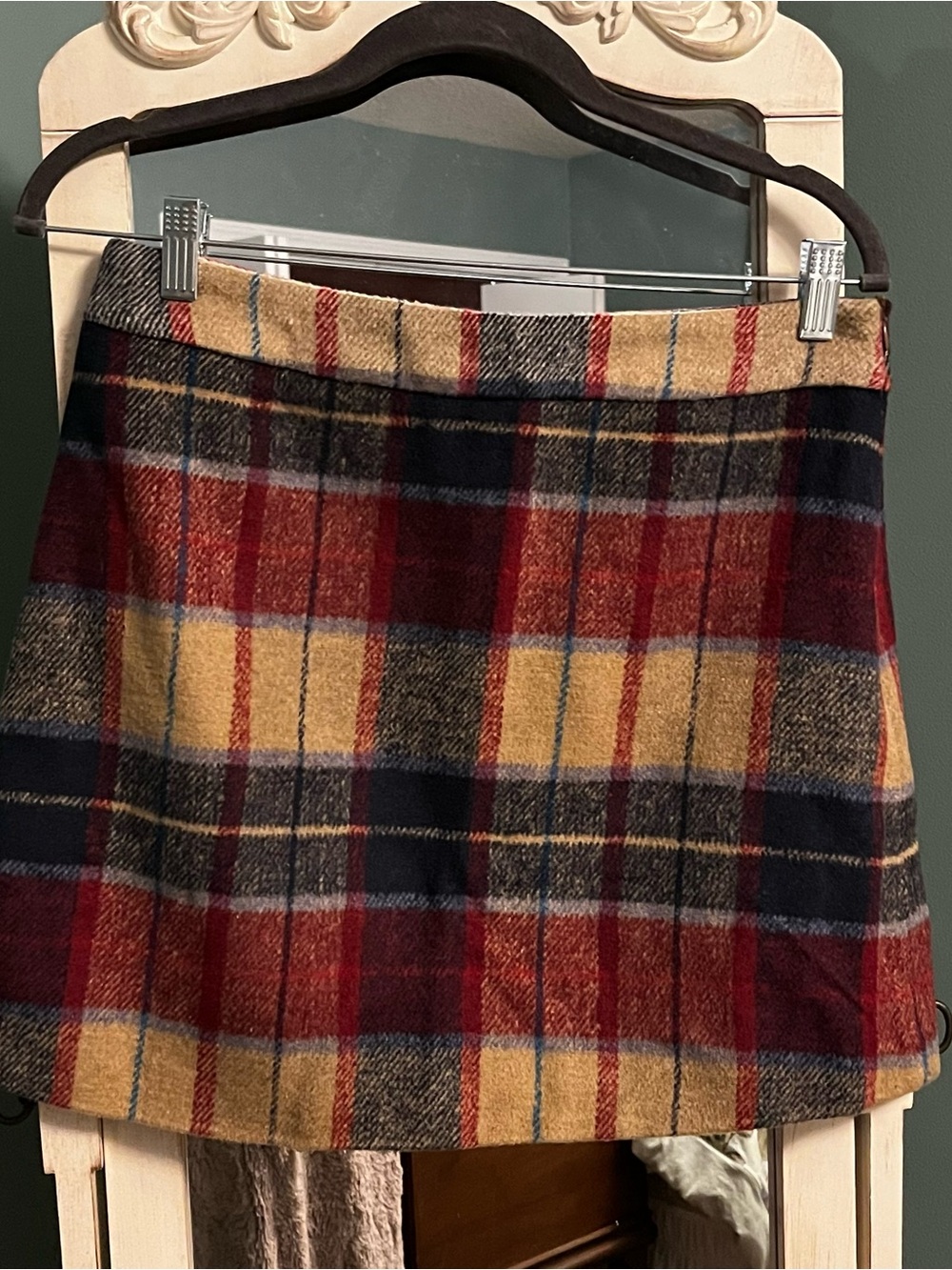 Flannel A-Line Skirt in Red, Black & Mustard